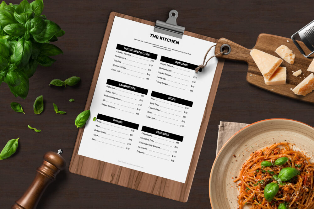 Easy to customize restaurant menu template - ASBA Creative Studio