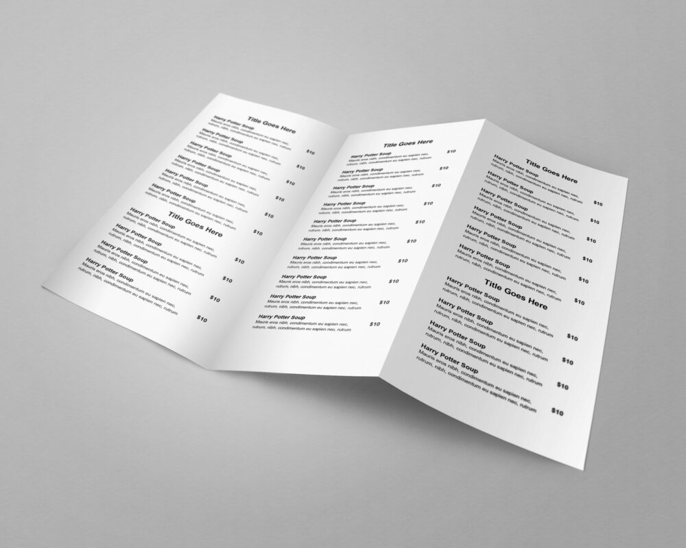 Easy to customize trifold restaurant menu template - ASBA Creative Studio