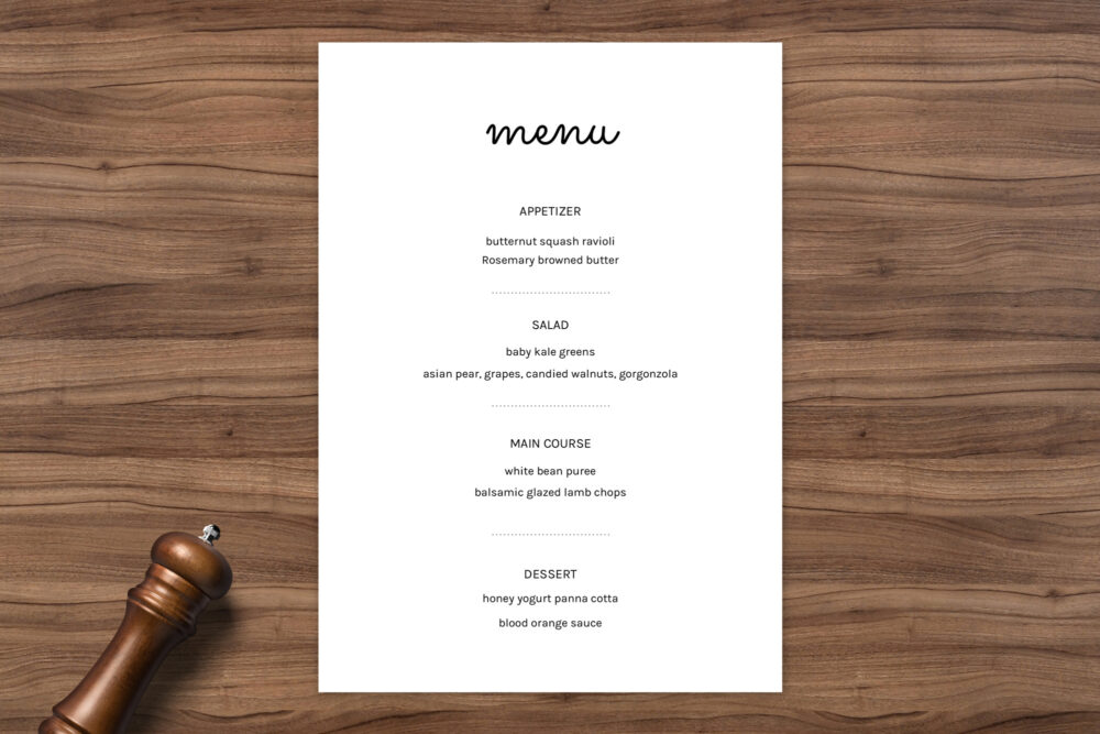 Simple Event menu - restaurant menu template